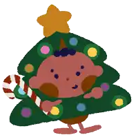 a cartoon drawing of a christmas tree with a star on top
