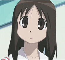 a close up of a cartoon girl with brown hair