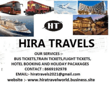 hira travels offers bus tickets train tickets flight tickets and hotel booking and holiday packages