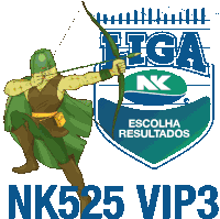 a cartoon of a man holding a bow and arrow in front of a logo that says liga nk