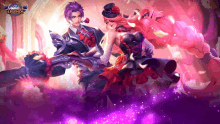 a mobile legends poster with a man and woman