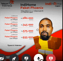 a poster for indihome fiber shows a man with a beard