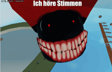 a screenshot of a video game with the words ich höre stimmen above it