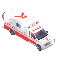 a white and red ambulance with the word ambulance on it