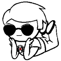 a black and white drawing of a person wearing sunglasses .