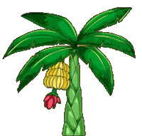 a cartoon drawing of a palm tree with bananas growing on it