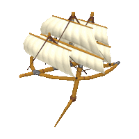 a cartoon drawing of a sailboat with a white sail