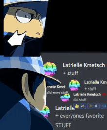 a cartoon of a man in a hat with the name latielle kmetsch