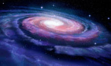 an artist 's impression of a spiral galaxy in the night sky