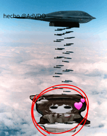 a drawing of a girl with a pink heart in front of a plane that says hecho @ advdo