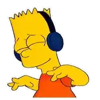 bart simpson is wearing headphones and a red shirt .