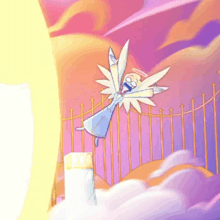 a cartoon drawing of an angel with a halo on her head