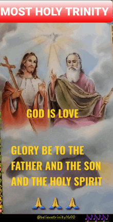 a poster that says most holy trinity glory be to the father and the son and the holy spirit ..