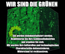 a green cube with the words wir sind die grunen