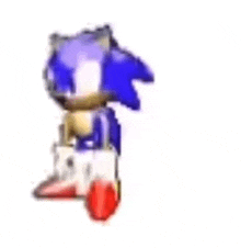 a cartoon of sonic the hedgehog standing on a white surface .