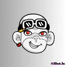 a cartoon of a monkey wearing goggles and a pencil on his head