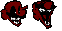 a couple of cartoon characters with their mouths open and teeth .