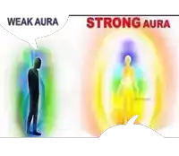 a weak aura and a strong aura are shown on a poster