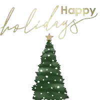 a christmas tree with a star on top of it and the words happy holidays below it