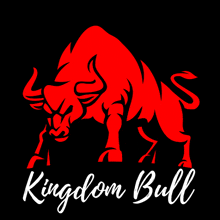 a red bull on a black background with the words kingdom bull