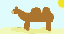 a drawing of a camel standing in the sand