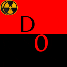 a red and black background with the letter d and o