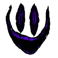 a drawing of a smiley face with purple eyes and a purple mouth