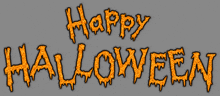 a sign that says happy halloween in orange letters