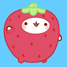 a cartoon illustration of a strawberry with a green top