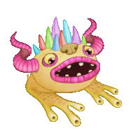 a cartoon monster with horns and a crown of crystals