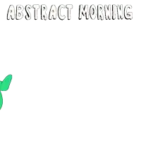 a green and white penguin is surrounded by confetti and the words abstract morning above it