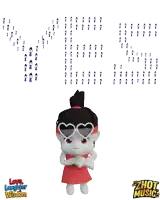 a little girl wearing heart shaped sunglasses and a red dress stands in front of a sign that says love laughter wisdom