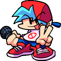 a cartoon character is holding a microphone and making a peace sign .