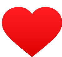 a red heart on a white background with a shadow behind it