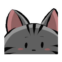 a cartoon drawing of a cat 's face looking out from behind a white background