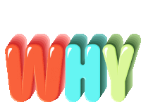 the word why is written in colorful letters with a white background
