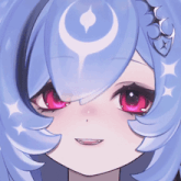 a drawing of a girl with a crescent moon in her hair