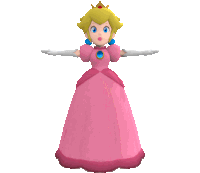 a 3d model of princess peach with a crown on her head