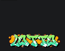 the word lotta is written in green and orange graffiti