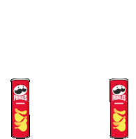 two cans of pringles chips with the words let 's go behind them