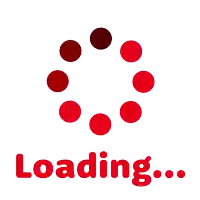 a white background with red dots and the word loading below it