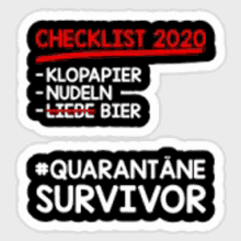 a sticker that says checklist 2020 quarantane survivor