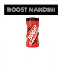 a bottle of boost is displayed on a black and white background