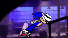 a drawing of sonic the hedgehog dancing in front of michael jackson