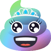 a rainbow colored poop with a tiara on it