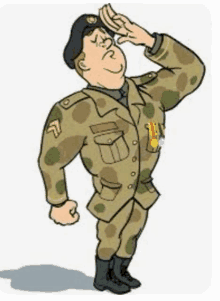 a cartoon of a man in a military uniform covering his eyes