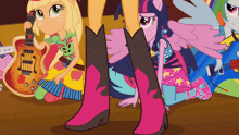 a cartoon of a girl in cowboy boots