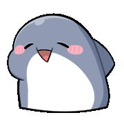 a cartoon drawing of a penguin with a pink nose and pink cheeks