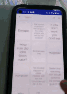 a cell phone displays a screen that says " europe "