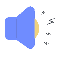 an illustration of a speaker with lightning bolts behind it